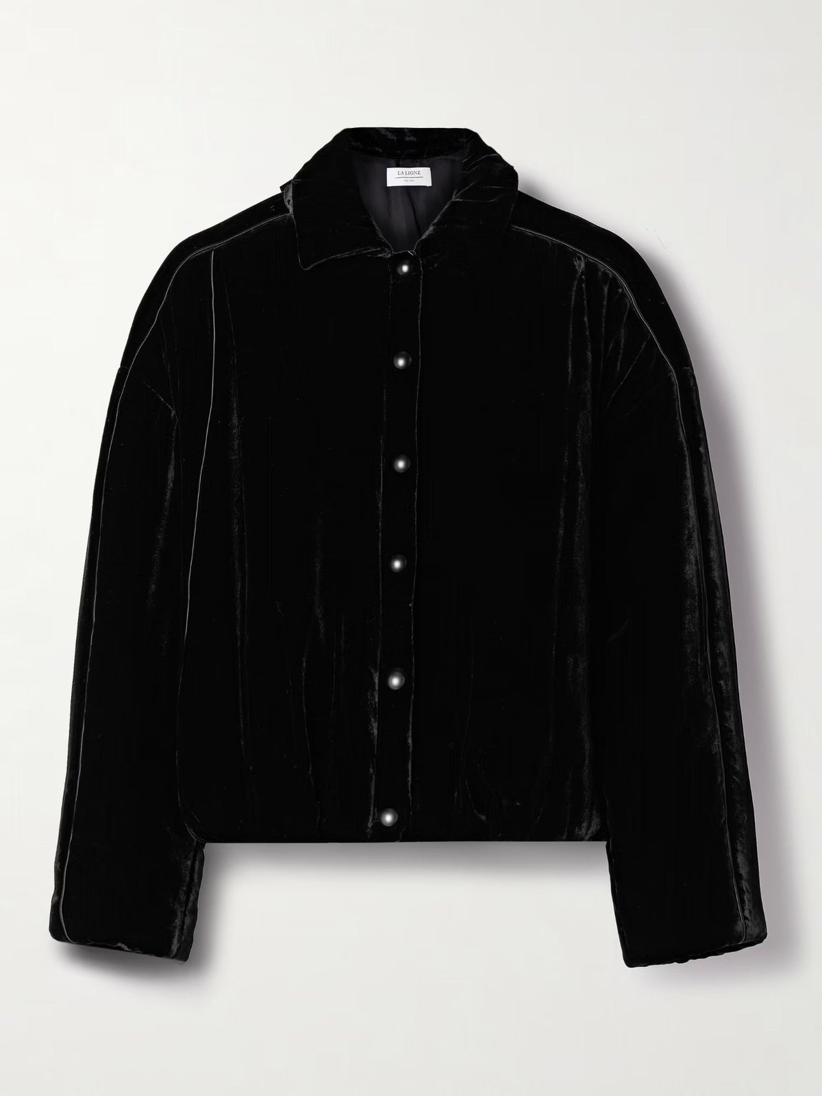 La Ligne Celia Satin Trimmed Padded Velvet Jacket - Xxs